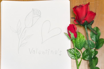 Roses and heart drawing for Valentine’s event