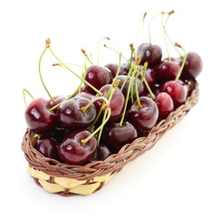 Cherries in basket.
