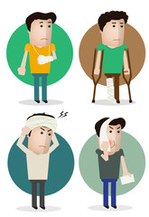 Sick characters set of people with pain and diseases 