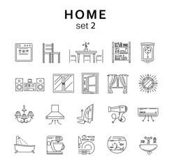 Home related icons set2, vector illustration, line icons