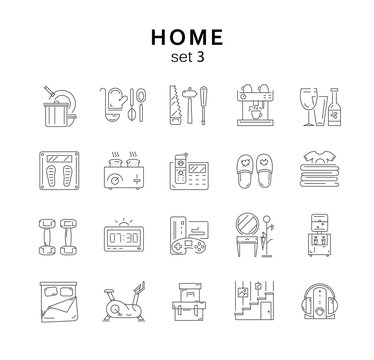 House related icons set 3, home appliance, vector illustration,