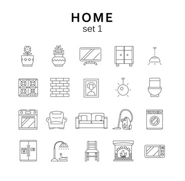 Home related icons set1, vector illustration, line icons