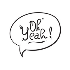 Hand drawn card with lettering of word Yeah!