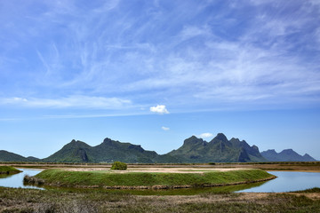 Scenic landscape of mountain and lake