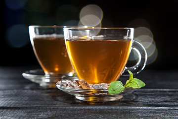 Cup of tea on dark background