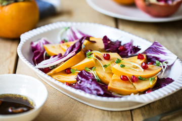 Persimmon with Radicchio and Pomegranate salad