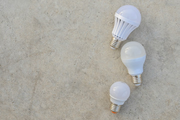 LED Bulbs on the white concrete