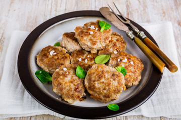 Fried pork meatballs on a plate