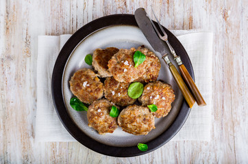 Fried pork meatballs on a plate