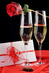 champagne  and letter