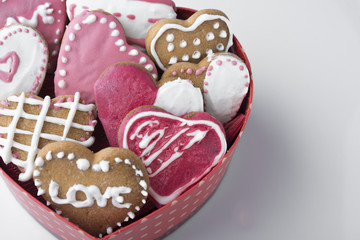 Red and Pink Heart Shaped Cookies with Icing