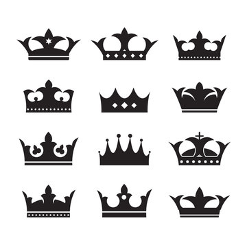 Set of vector icons. Shape of Crowns