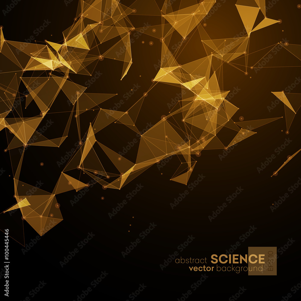 Poster Wireframe mesh polygonal background. 