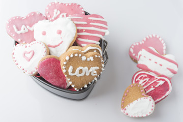 A cake in the shape of a heart for Valentines, Anniversaries, an