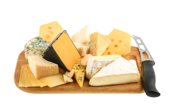 Various types of cheese isolated on white. without shadow