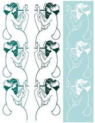 Art Nouveau Mermaids border