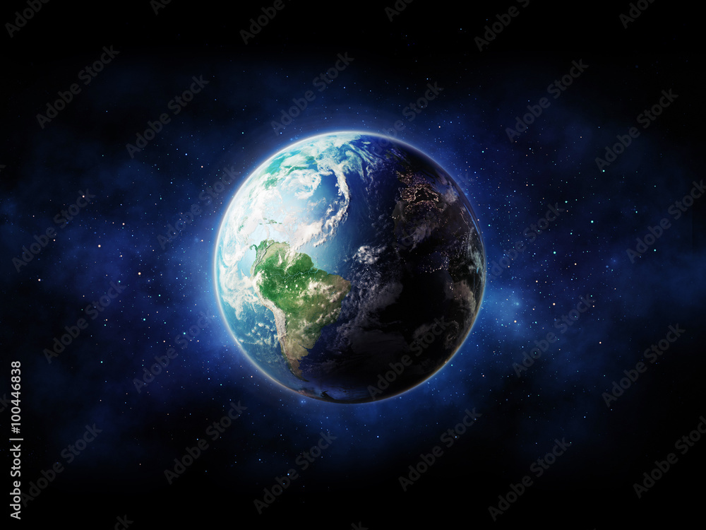 Wall mural high resolution planet earth view. the world globe from space in