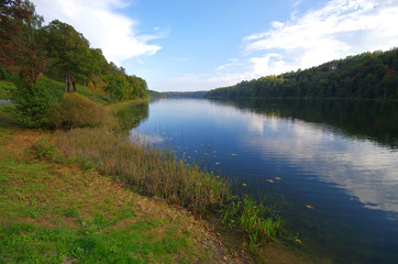 Naklejka premium Lake Asveja (Dubingiai). The longest lake in Lithuania