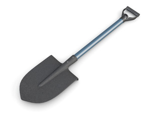 Construction shovel isolated on white background. 3d illustratio
