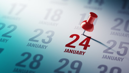 January 24 written on a calendar to remind you an important appo