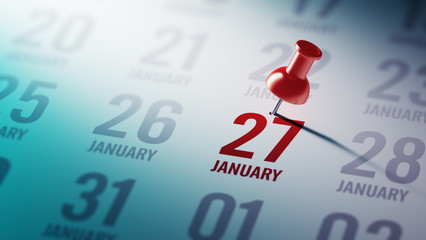 January 27 written on a calendar to remind you an important appo