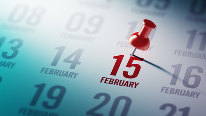 February 15 written on a calendar to remind you an important app