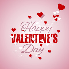 Happy Valentines Day hearts light violet background