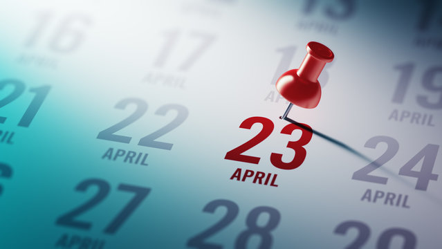 April 23 written on a calendar to remind you an important appoin
