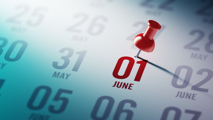 June 01 written on a calendar to remind you an important appoint