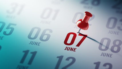 June 07 written on a calendar to remind you an important appoint