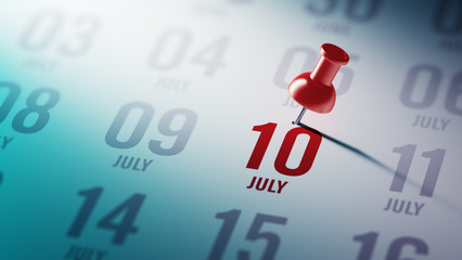 July 10 written on a calendar to remind you an important appoint