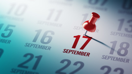 September 17 written on a calendar to remind you an important ap