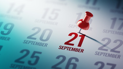 September 21 written on a calendar to remind you an important ap