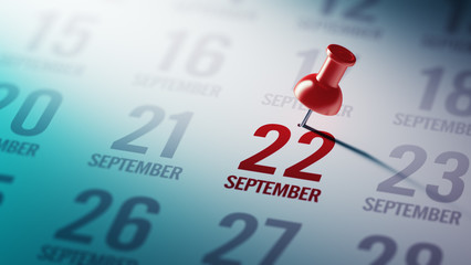 September 22 written on a calendar to remind you an important ap