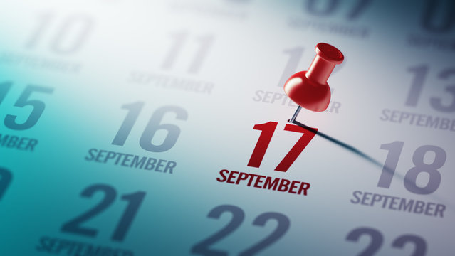 September 17 written on a calendar to remind you an important ap