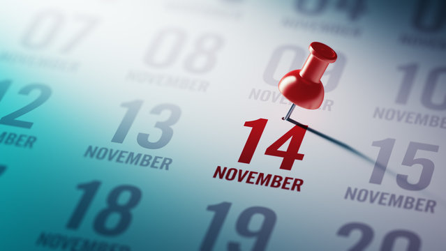 November 14 written on a calendar to remind you an important app