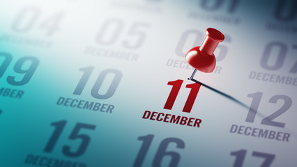 December 11 written on a calendar to remind you an important app