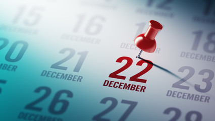 December 22 written on a calendar to remind you an important app