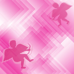 Angels silhouettes on lavender background