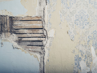 Old lath and plaster wall - obrazy, fototapety, plakaty