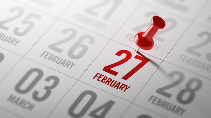 February 27 written on a calendar to remind you an important app