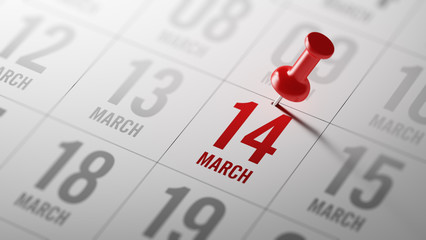March 14 written on a calendar to remind you an important appoin