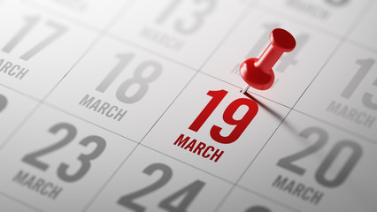 March 19 written on a calendar to remind you an important appoin