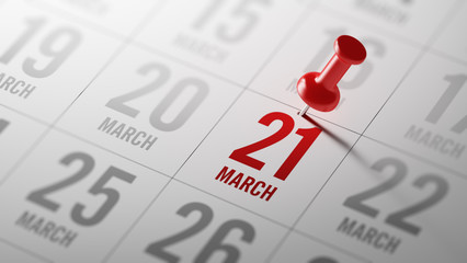 March 21 written on a calendar to remind you an important appoin