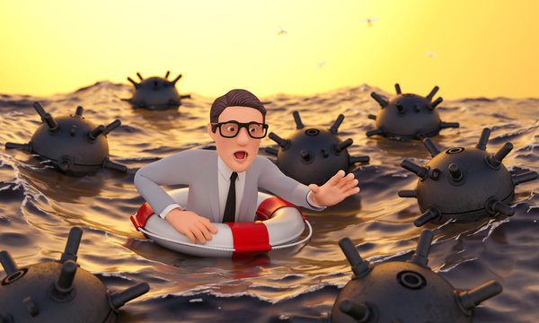 3d Businessman Untergang Gefahr Bedrohung