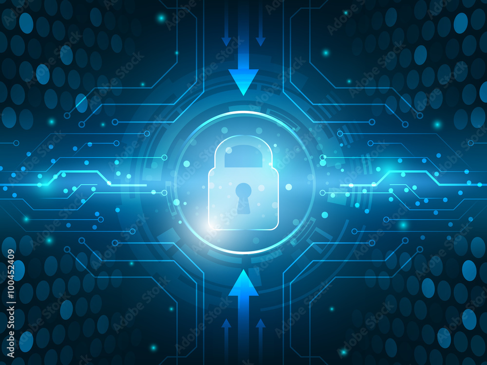 Poster abstract technology security global innovation network background.