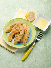 breaded avocado with lemon sauce