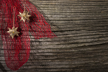 Christmas decoration over wooden background. Space for text