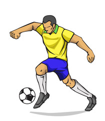 Fototapeta na wymiar Vector illustration Soccer player kicking the ball