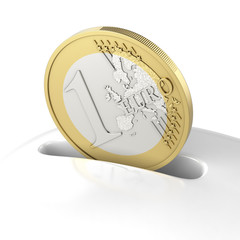 Euro, M&uuml;nze, Sparschwein &ndash; Nahaufnahme
